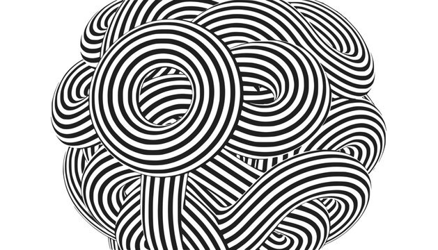 Abstract Black and White Optical Illusion Sphere, Op Art Design