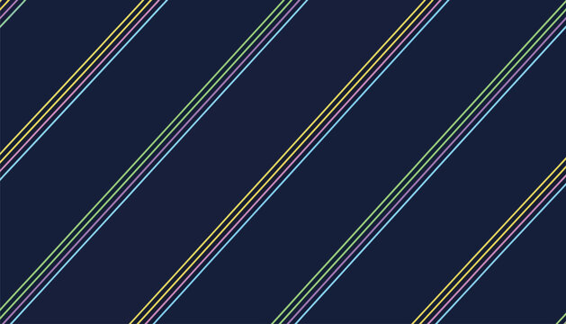 Dark navy blue background with pastel colored parallel diagonal stripes, subtle elegant and cheerful design.