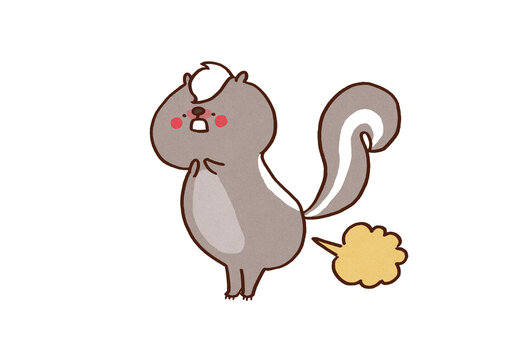 Skunk blushing with embarrassment after making a smelly fart, failure and embarrassment concept