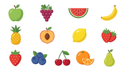 Obraz premium Assortment of Fresh Fruits Collection Isolated on White Background.