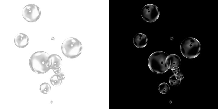 Transparent bubble collection isolated for graphic design, Glossy glass bubble elements on transparent background, Floating crystal spheres isolated design resource set