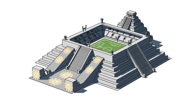 Ancient Mayan Pyramid Structure Illustration.