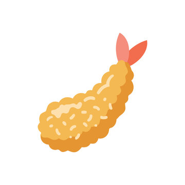 Tempura shrimp flat vector illustration