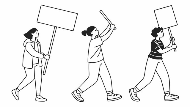 Women marching with protest signs in hand.