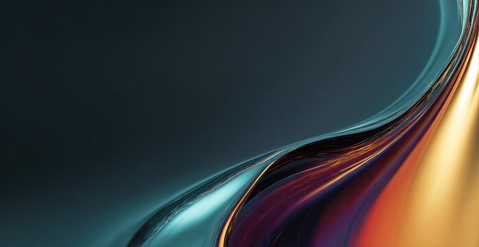 Abstract flowing liquid metal with vibrant colors and reflections
