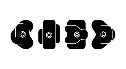 Obraz premium Abstract Geometric Shapes with Hexagonal Icon