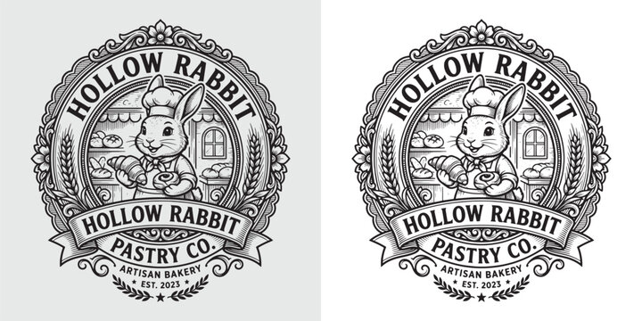 Hollow Rabbit Pastry Co Artisan Bakery Logo Design