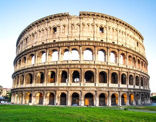 Fototapeta premium Ancient oval amphitheater with arched windows and columns
