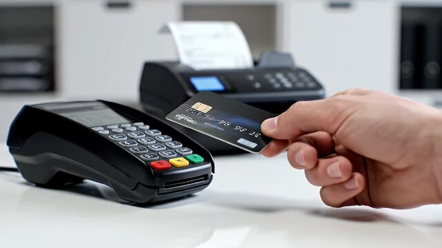 Paying with card on POS.