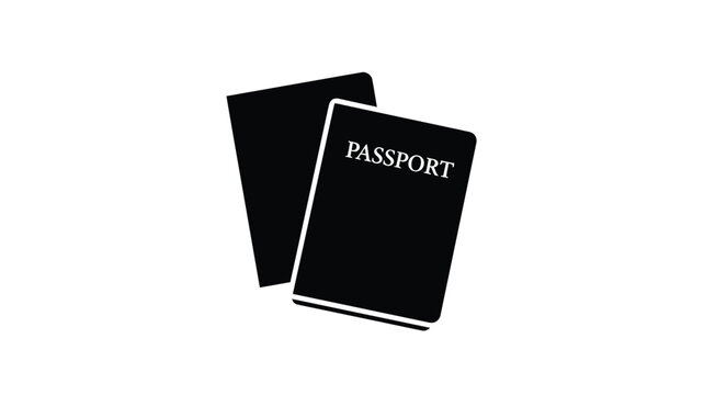 Two Passports Stacked Black Silhouette travel documents