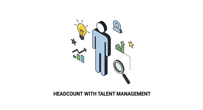 Illustrated concept of talent management and headcount strategy.