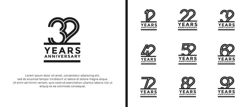 anniversary vector logo set, black color can be use for celebration