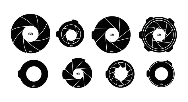 Camera Aperture Blades Set - Diaphragm Iris Mechanism Icons