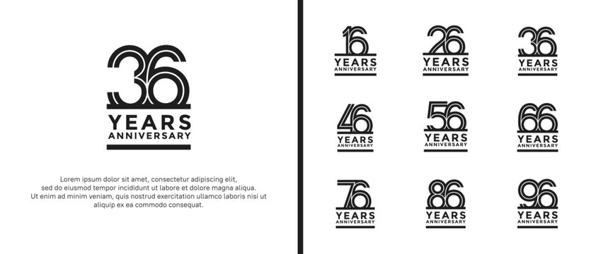 anniversary vector logo set, black color can be use for celebration