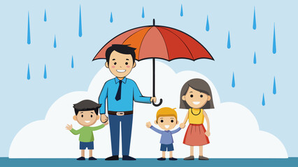 Fototapeta premium happy family with umbrella