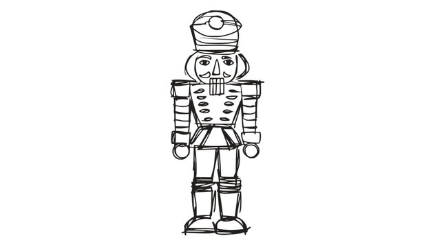 Nutcracker Drawing Sketch Soldier Toy Figure Isolated White Background