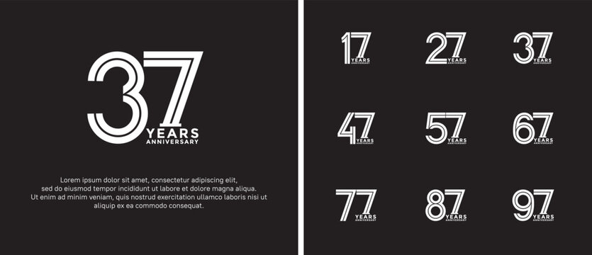 anniversary vector logo set, white color can be use for celebration