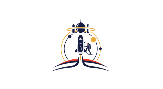 Space Shuttle Launching into Orbit Illustration.