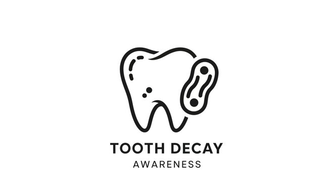 Illustrated tooth decay awareness and dental health concept.