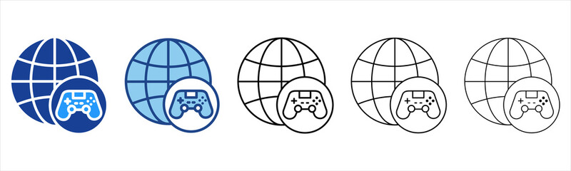 Online Game  Icon In Different Color And Outline Style  © Sien