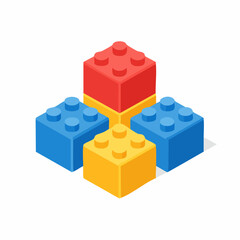 Naklejka premium Colorful interlocking building blocks arranged in a playful isometric composition symbolizing creativity and construction