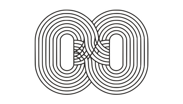 Abstract Interlocking Oval Shapes with Concentric Lines, Infinite Loop Design