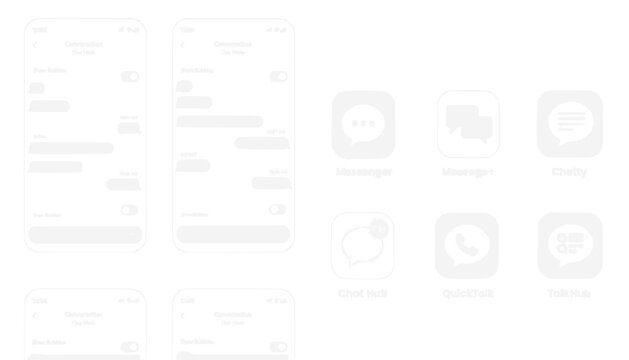 Messaging App UI Design & Chat Icons Set, Wireframe & Mockup