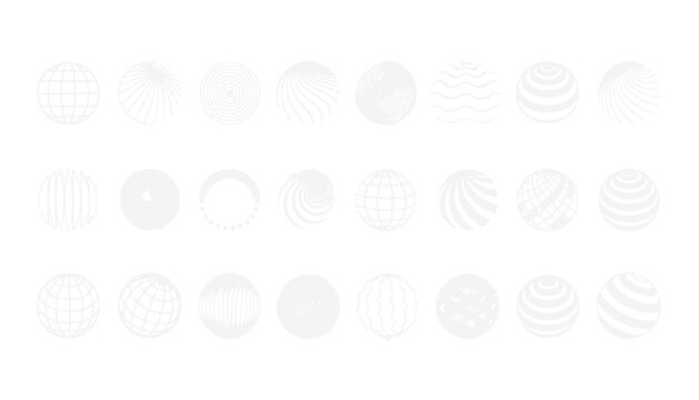 Abstract Geometric Spheres Collection - Wireframe, Textured, and Striped Globe Designs
