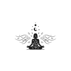 Obraz premium Woman meditating in lotus position.