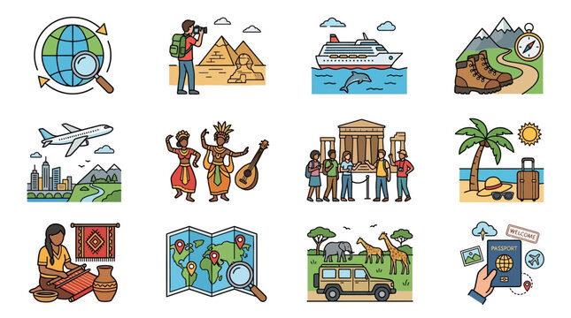 Travel and vacation icons.