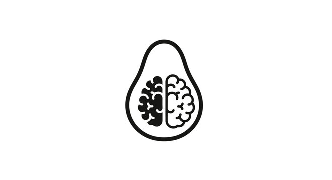 Creative illustration of brain inside avocado shape.
