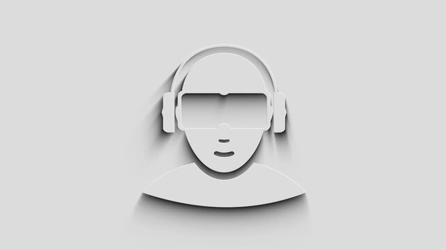 Virtual reality VR symbol with natural shadow. Cyber technology icon loopable and seamless abstract concept. 3d light and shade object.