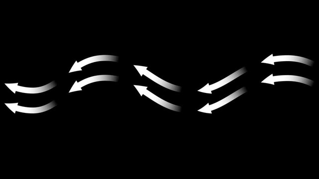 White flowing wavy arrows, with alpha channel.