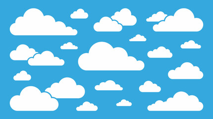 Obraz premium White clouds float gently in the clear blue summer sky outdoors