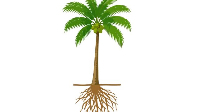 Animated Brown Plant Root System Growth on White Background