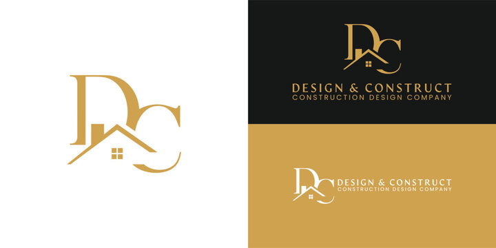 A minimalist logo for a construction and design company featuring an elegant DC monogram integrated with a house roofline. This symbolises architectural expertise, craftsmanship, and modern living.