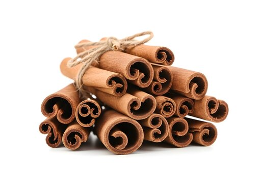 A generously portioned bundle of aromatic cinnamon sticks, intricately bound together with rough twine, showcases the warm, earthy tones of this popular spice, perfect for culinary inspiration
