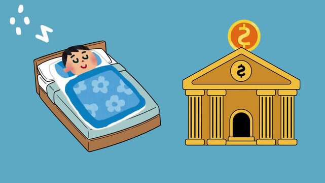 Sleeping Man Bank Money Worries.