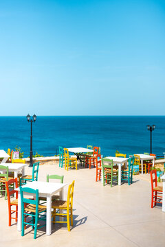 An empty terrace in Crete
