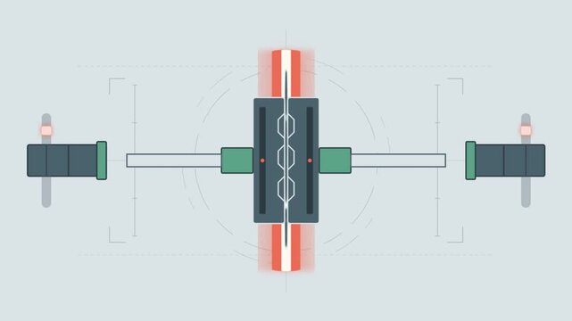 Animated futuristic mechanical interface with shifting geometric shapes