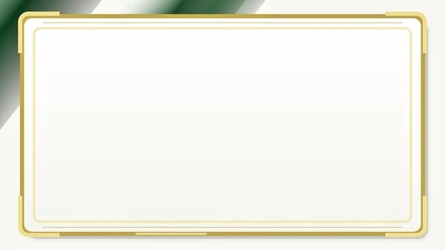Elegant golden frame on abstract green and white background for presentation