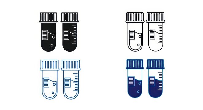 Laboratory Test Tube and Cryovial Icon Set for Medical and Scientific Research Design