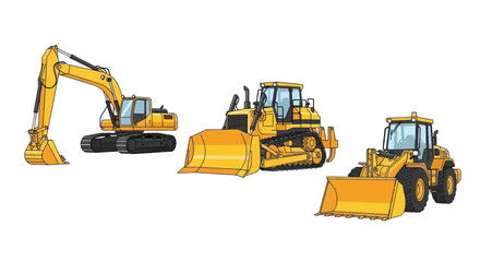 Fototapeta premium Heavy Construction Equipment Machines Yellow.