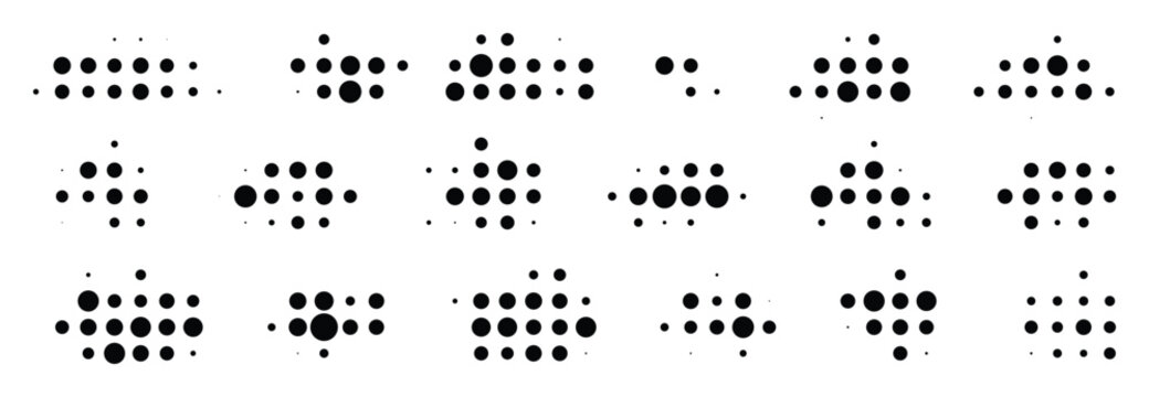 Assorted halftone dot matrix grid patterns for graphic design