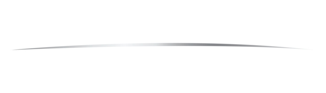 Curved silver line element abstract flowing design on transparent background
