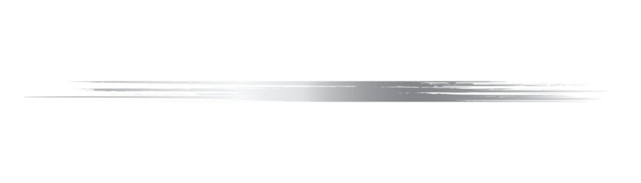 Straight silver brush stroke long line on transparent backdrop