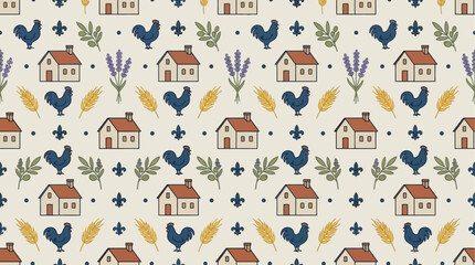 Fototapeta premium French Farmhouse Textile Seamless Fabric Pattern Vector Illustration