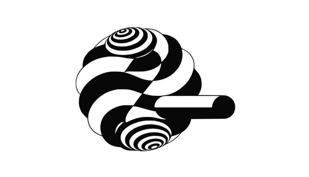 Abstract Swirl Optical Illusion Graphic Design, Black and White Op Art