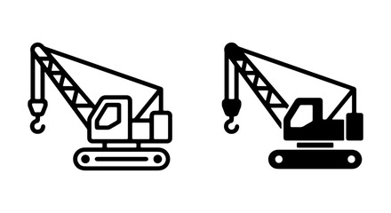 Crawler crane icon, heavy construction machinery vector, industrial lifting equipment symbol © black man