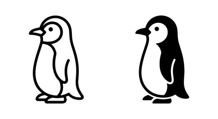 Fototapeta premium Penguin Icons, Simple Vector Art, Cute Bird Graphics, Black and White Animal Illustrations